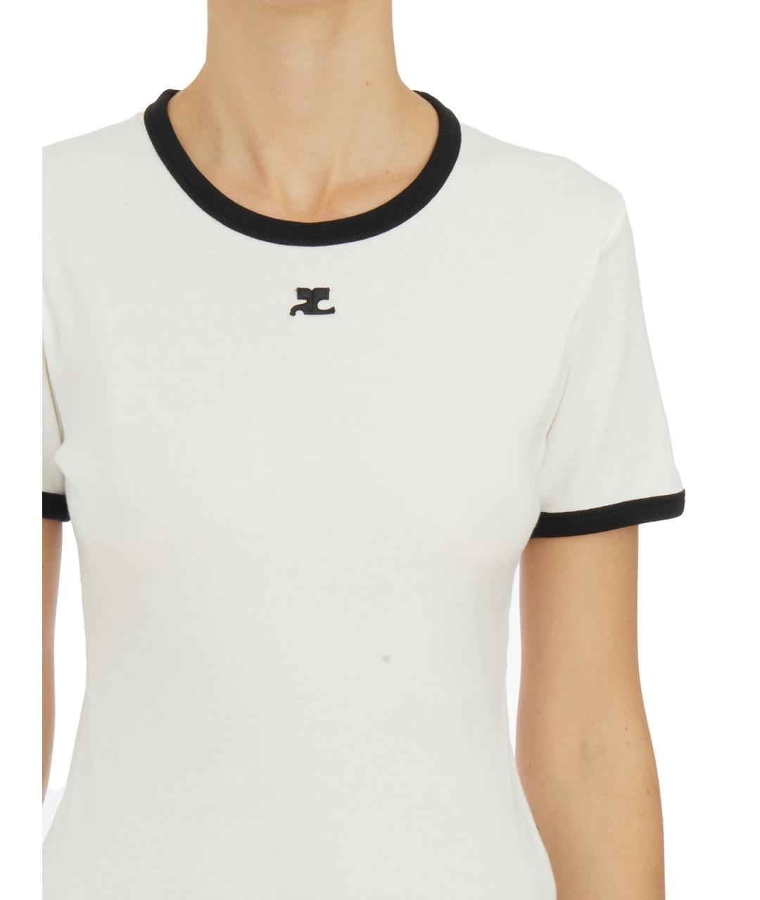 COURREGES Белая хлопковая футболка, фото 2