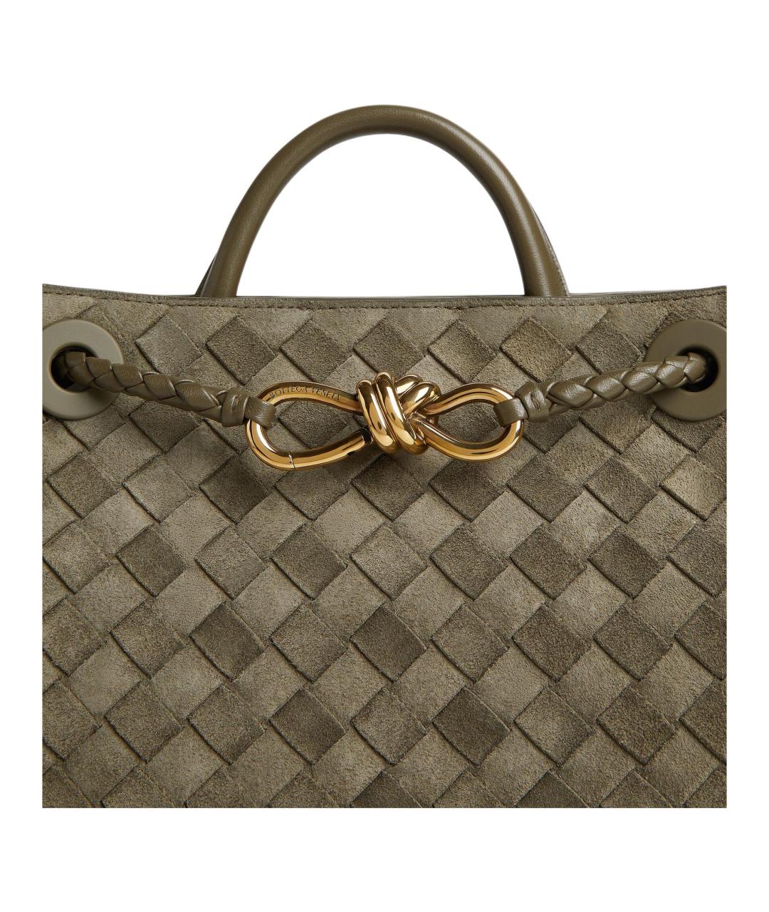 BOTTEGA VENETA Хаки кожаная сумка через плечо, фото 5