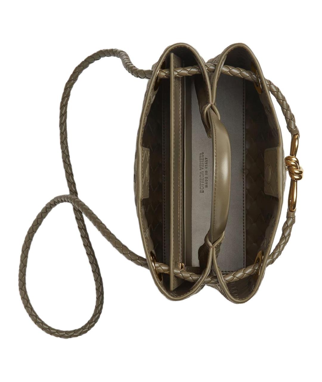 BOTTEGA VENETA Хаки кожаная сумка через плечо, фото 4