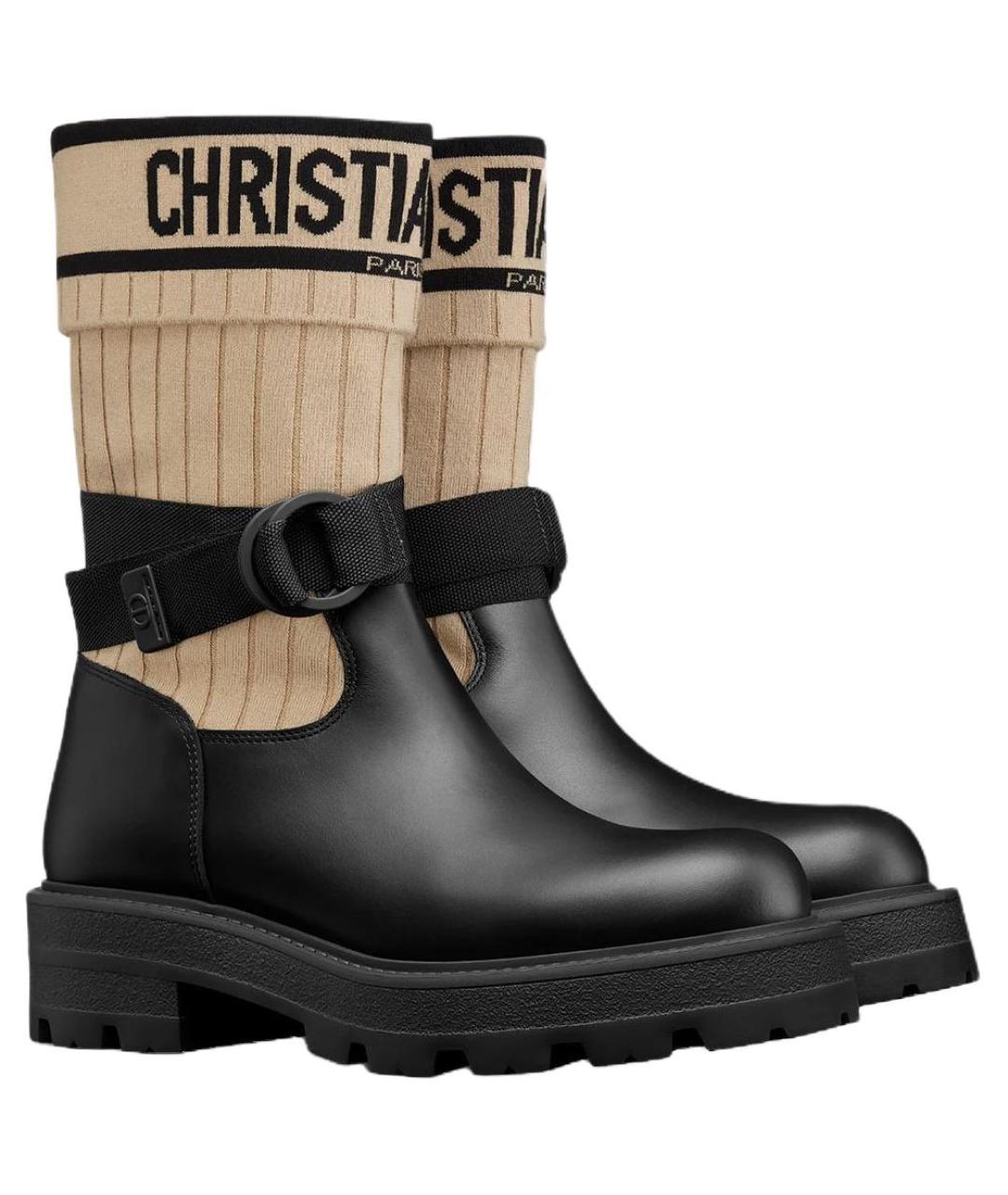 CHRISTIAN DIOR Бежевые кожаные сапоги, фото 3