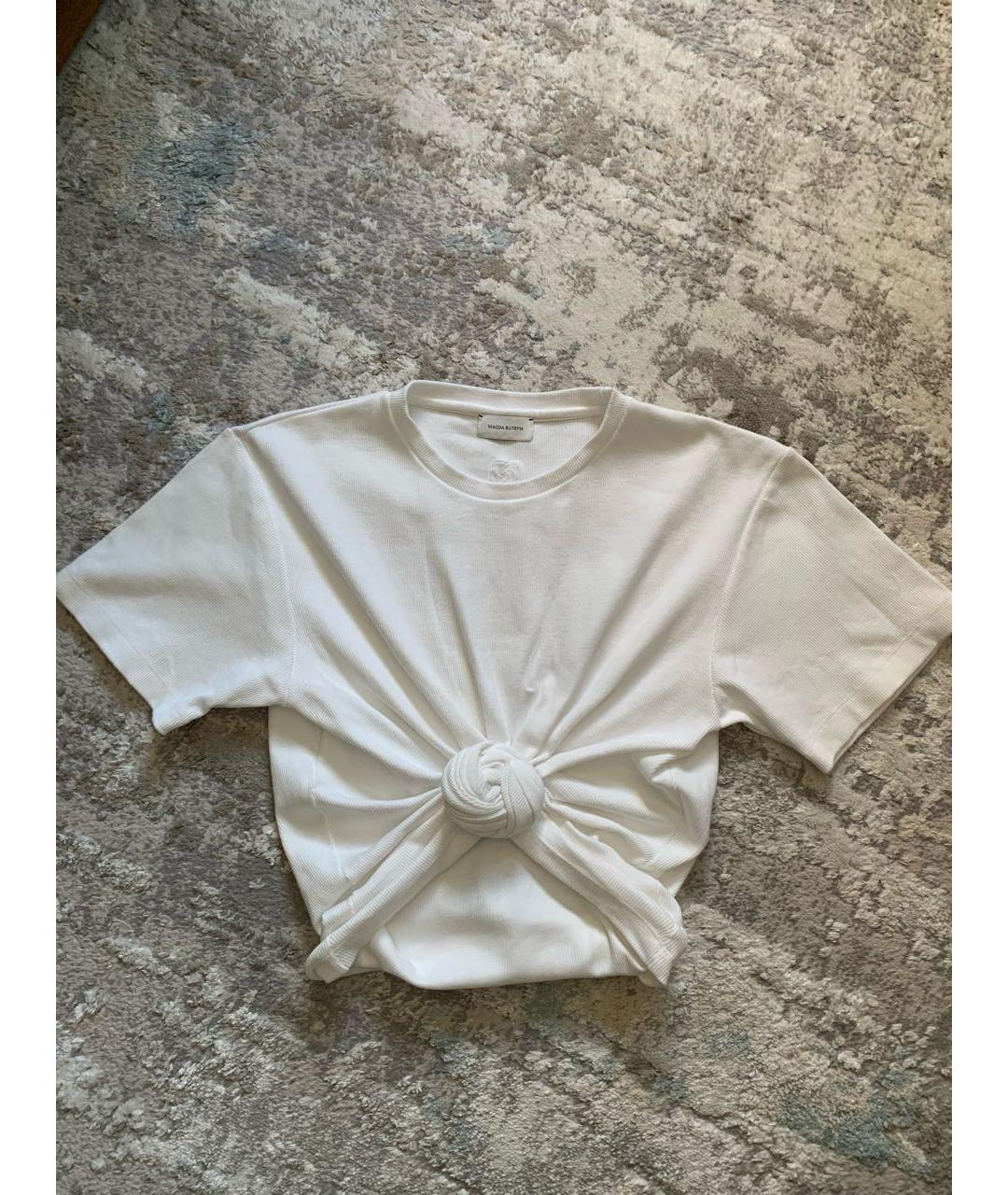 MAGDA BUTRYM Белая хлопко-эластановая футболка, фото 3