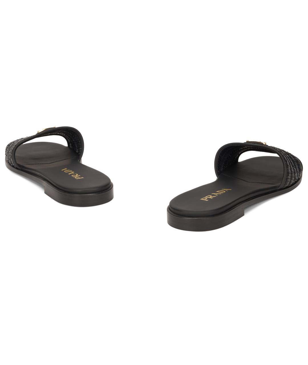 PRADA Черные кожаные шлепанцы, фото 4