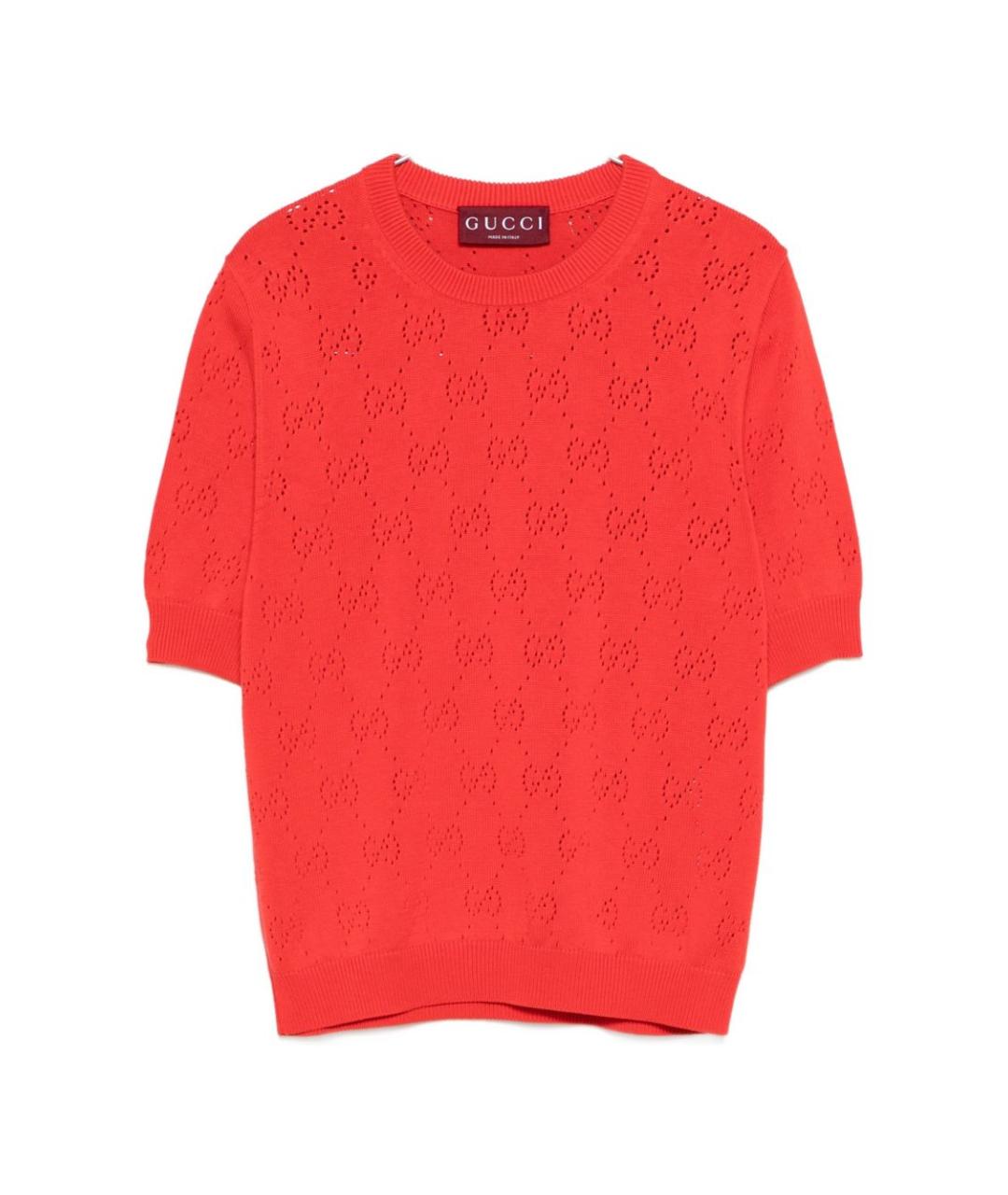 GUCCI Красная хлопковая футболка, фото 1