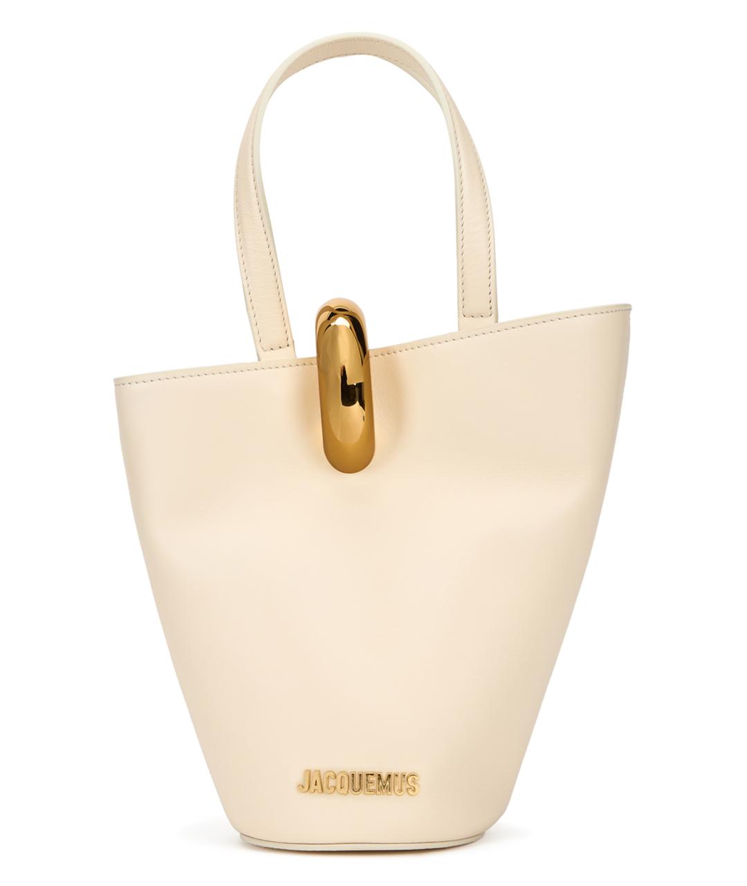 JACQUEMUS Бежевая хлопковая сумка с короткими ручками, фото 1
