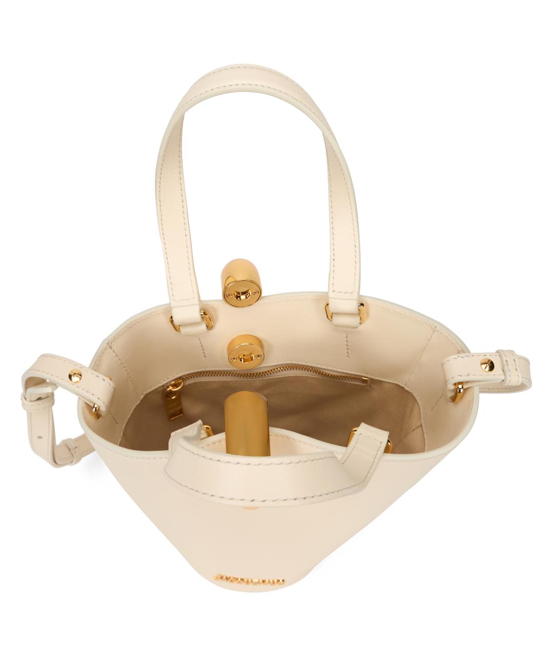 JACQUEMUS Бежевая хлопковая сумка с короткими ручками, фото 4