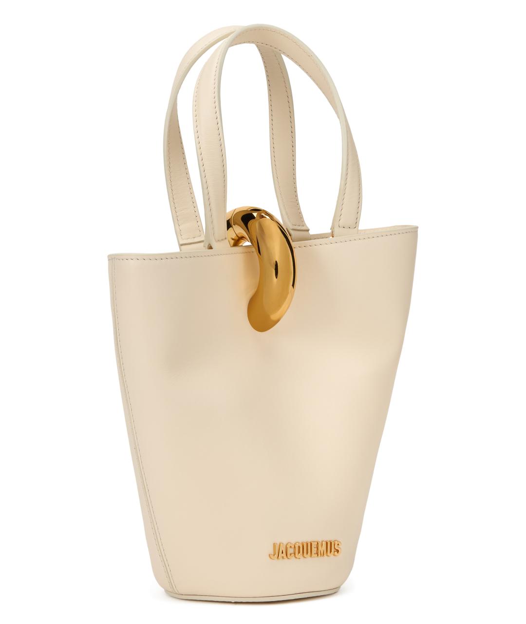 JACQUEMUS Бежевая хлопковая сумка с короткими ручками, фото 2