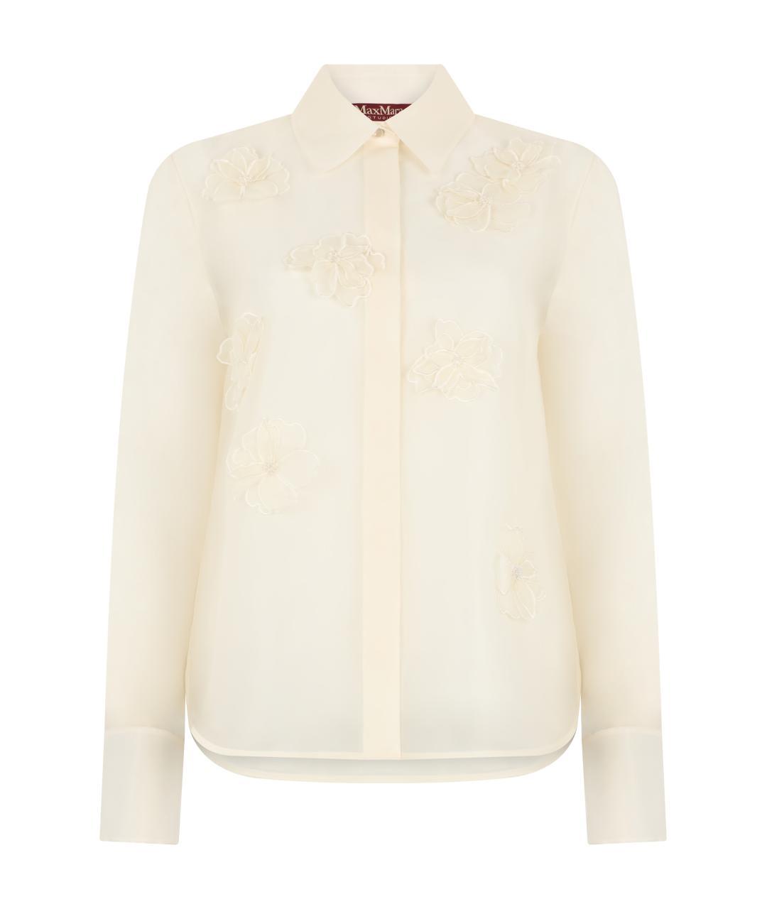 MAX MARA STUDIO Белая шелковая рубашка, фото 3