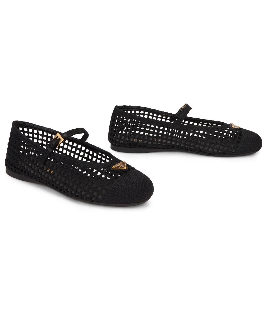PRADA Черные текстильные балетки, фото 3