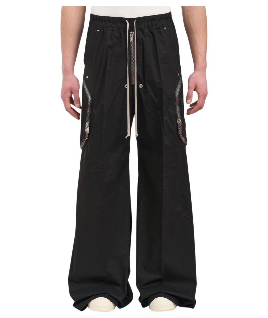 RICK OWENS Черные хлопковые повседневные брюки, фото 1