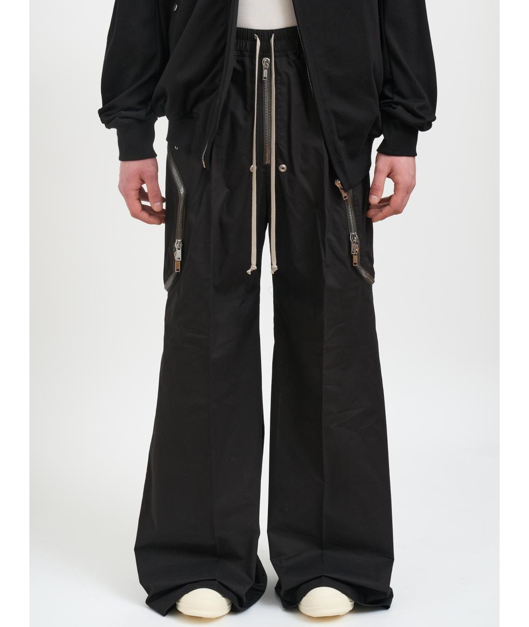 RICK OWENS Черные хлопковые повседневные брюки, фото 2