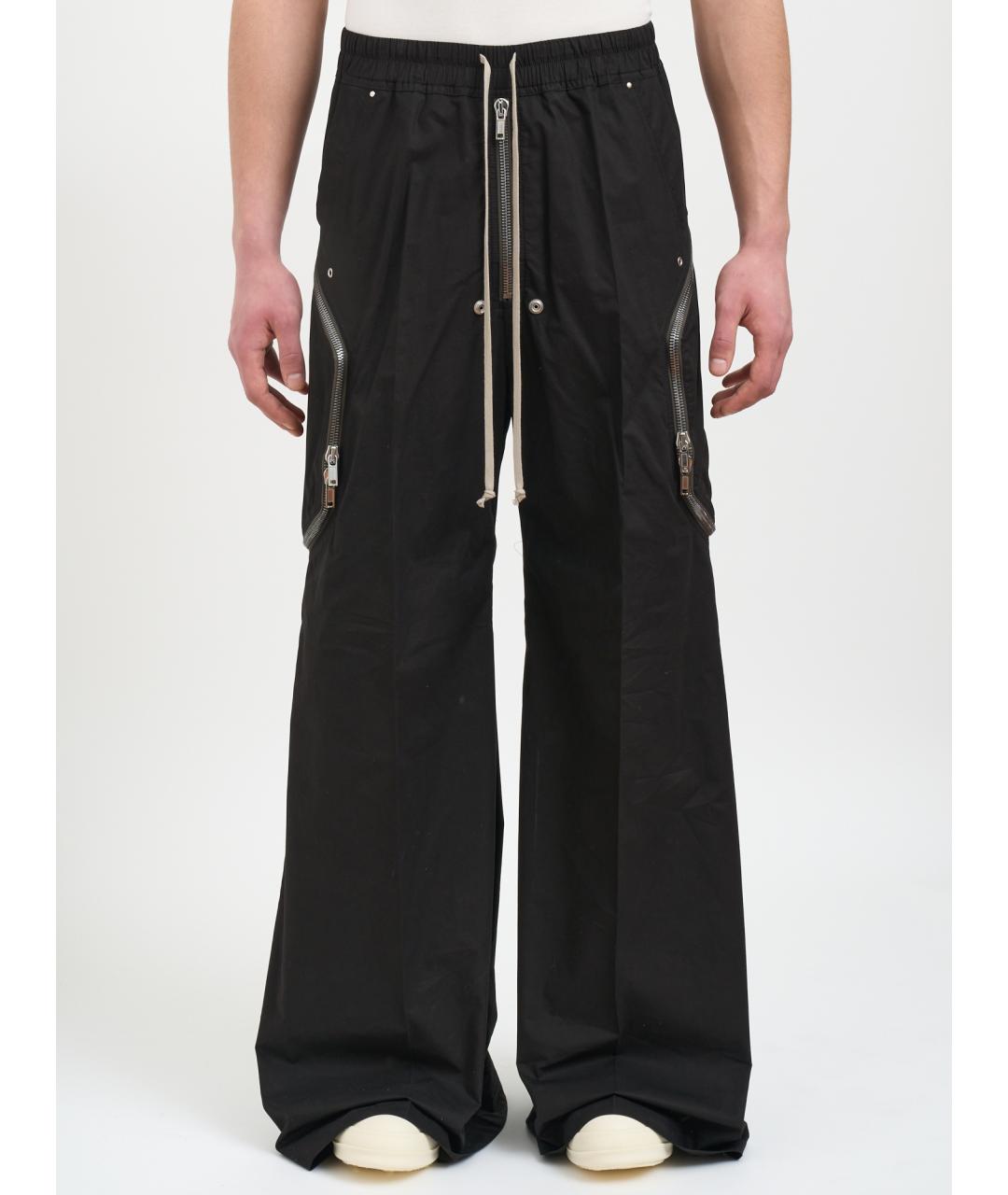 RICK OWENS Черные хлопковые повседневные брюки, фото 4