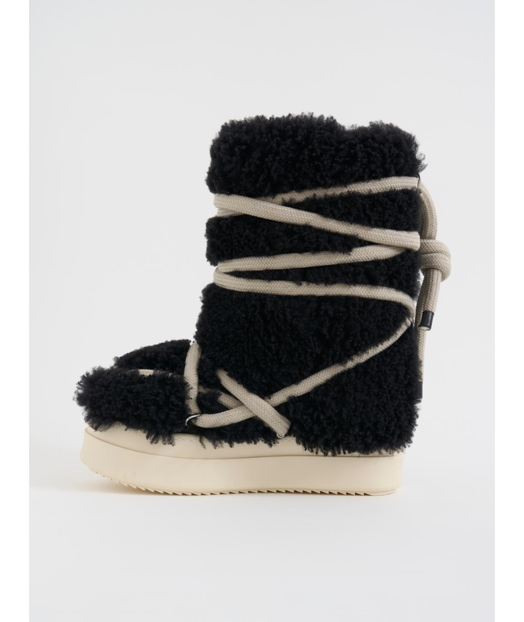 RICK OWENS Черные текстильные высокие ботинки, фото 3