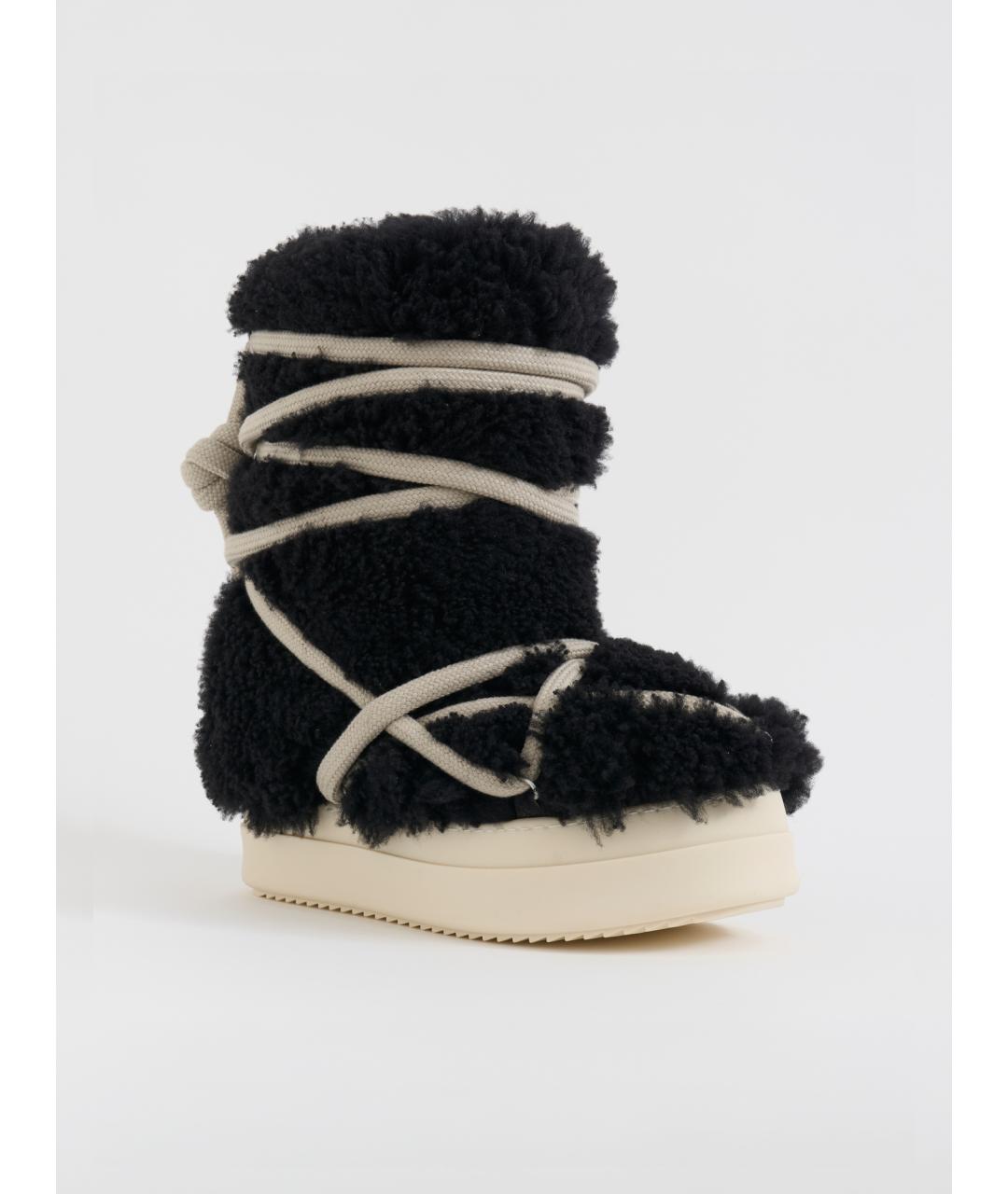 RICK OWENS Черные текстильные высокие ботинки, фото 2