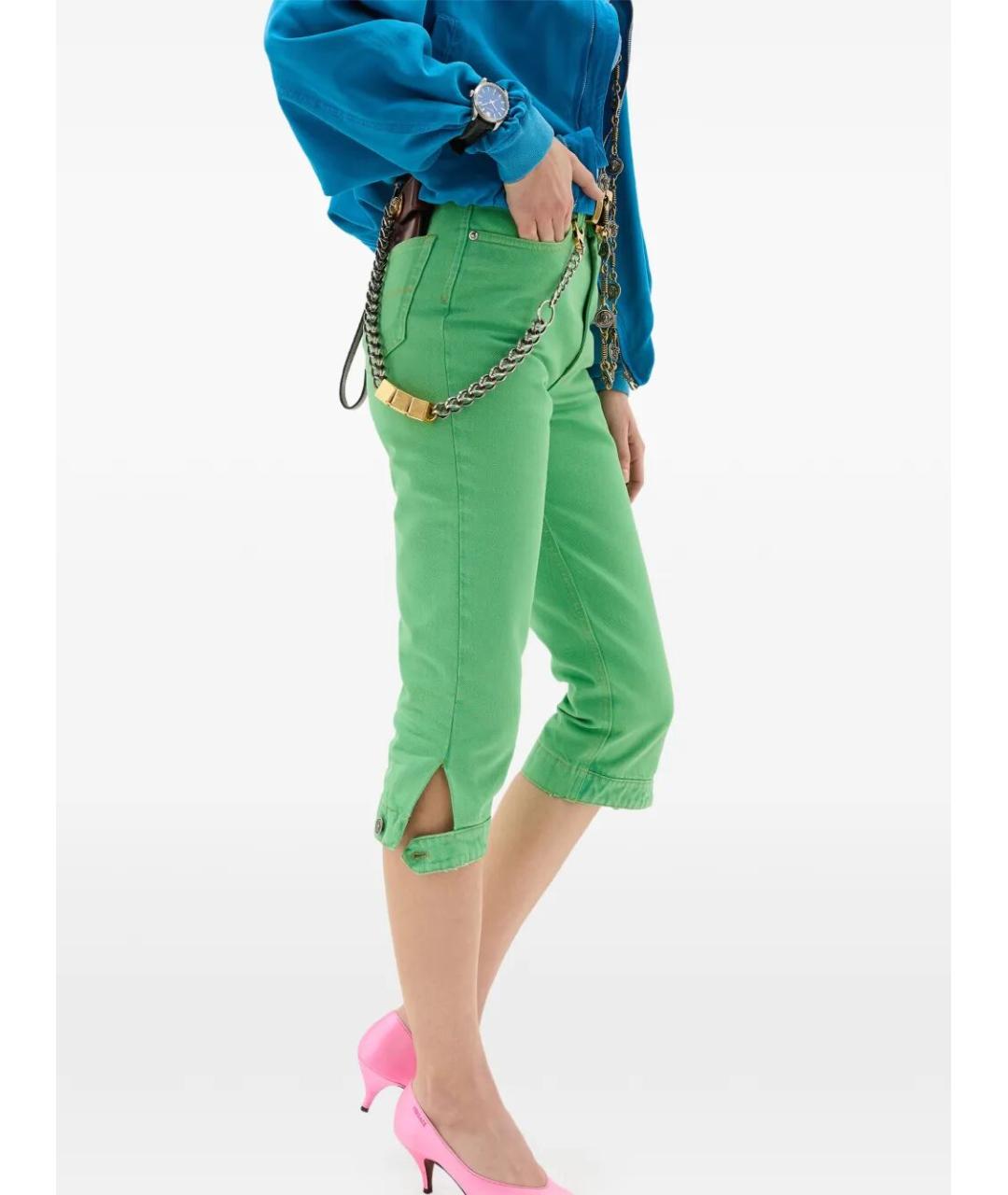 VERSACE Зеленые хлопковые прямые джинсы, фото 4