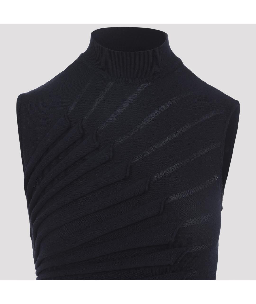 ALAIA Темно-синее шерстяное повседневное платье, фото 5