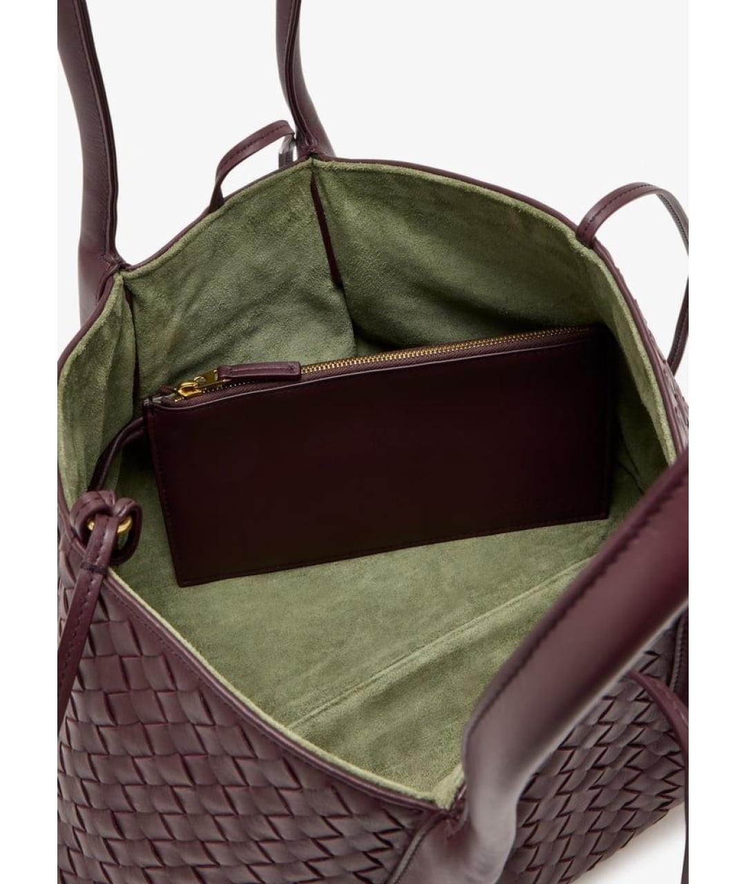 BOTTEGA VENETA Бордовая кожаная сумка тоут, фото 4