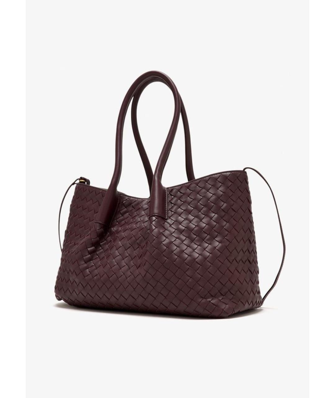 BOTTEGA VENETA Бордовая кожаная сумка тоут, фото 3
