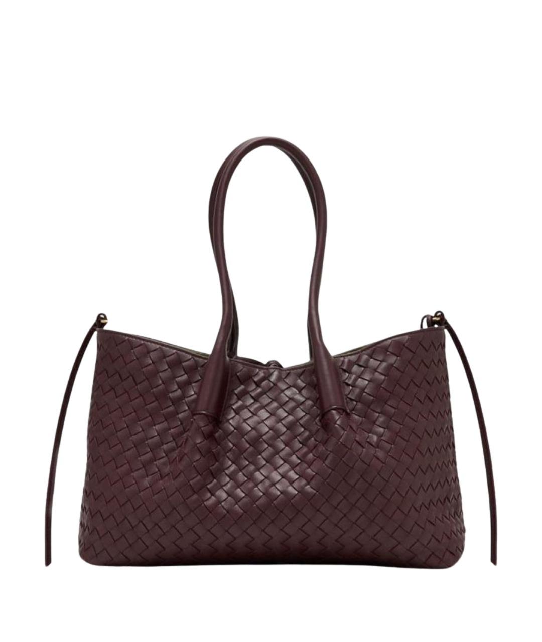 BOTTEGA VENETA Бордовая кожаная сумка тоут, фото 1