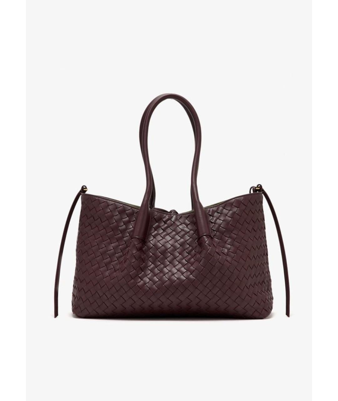 BOTTEGA VENETA Бордовая кожаная сумка тоут, фото 5
