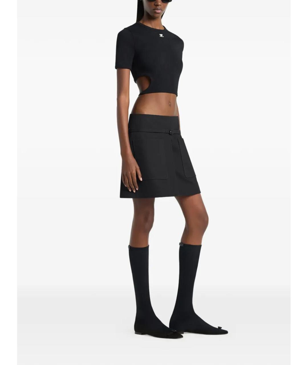 COURREGES Черная хлопковая футболка, фото 4