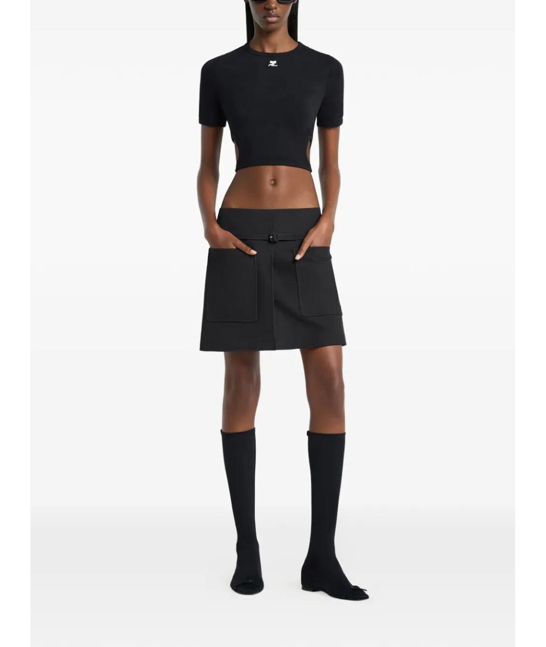 COURREGES Черная хлопковая футболка, фото 2