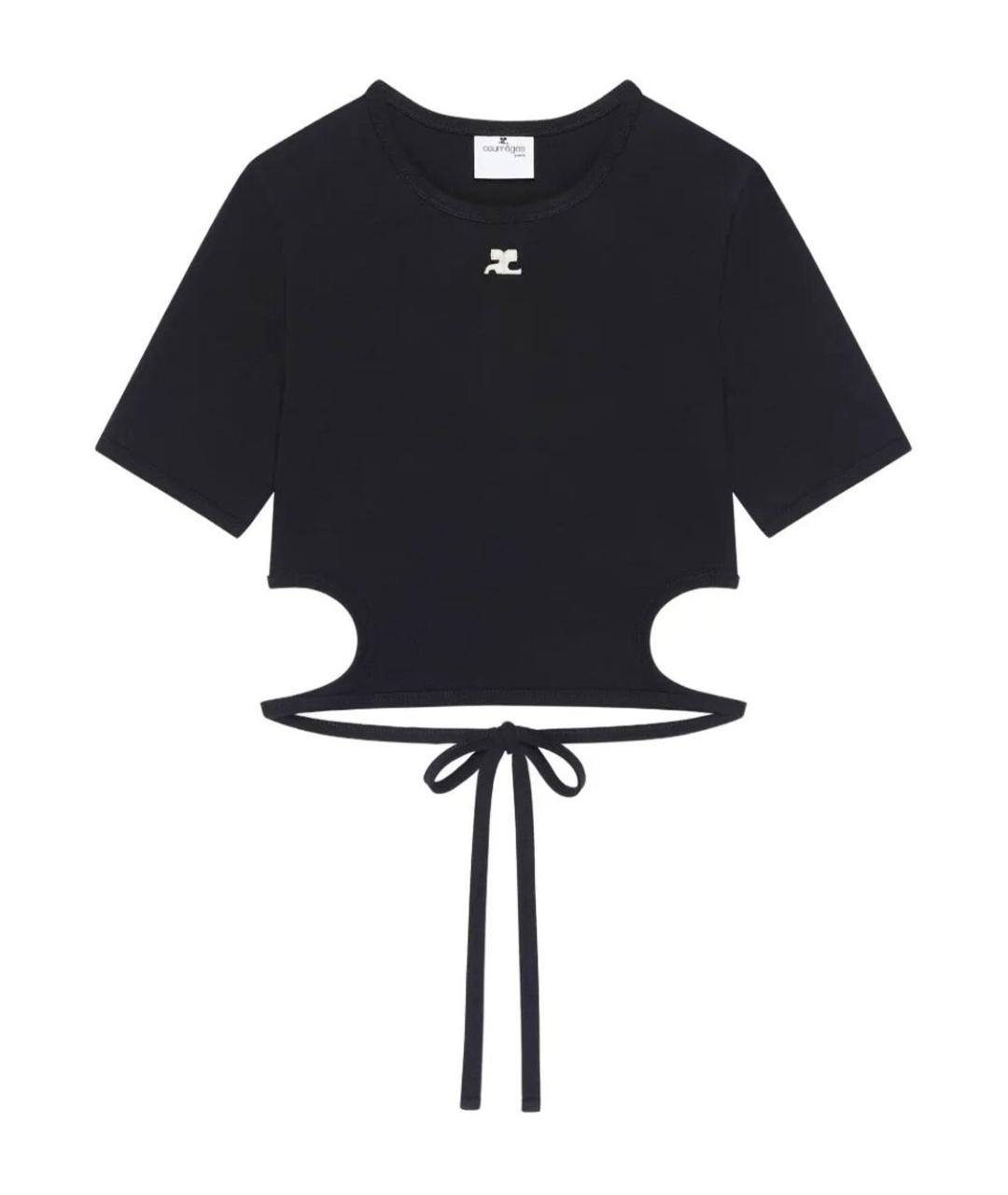COURREGES Черная хлопковая футболка, фото 1