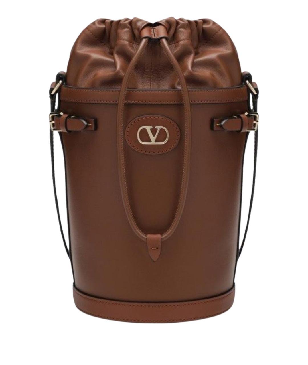 VALENTINO Коричневая кожаная сумка через плечо, фото 1