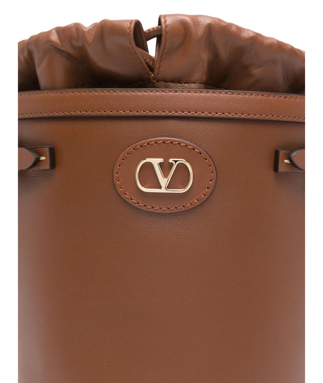 VALENTINO Коричневая кожаная сумка через плечо, фото 3