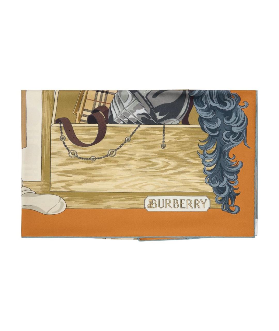BURBERRY Оранжевый шелковый шарф, фото 1