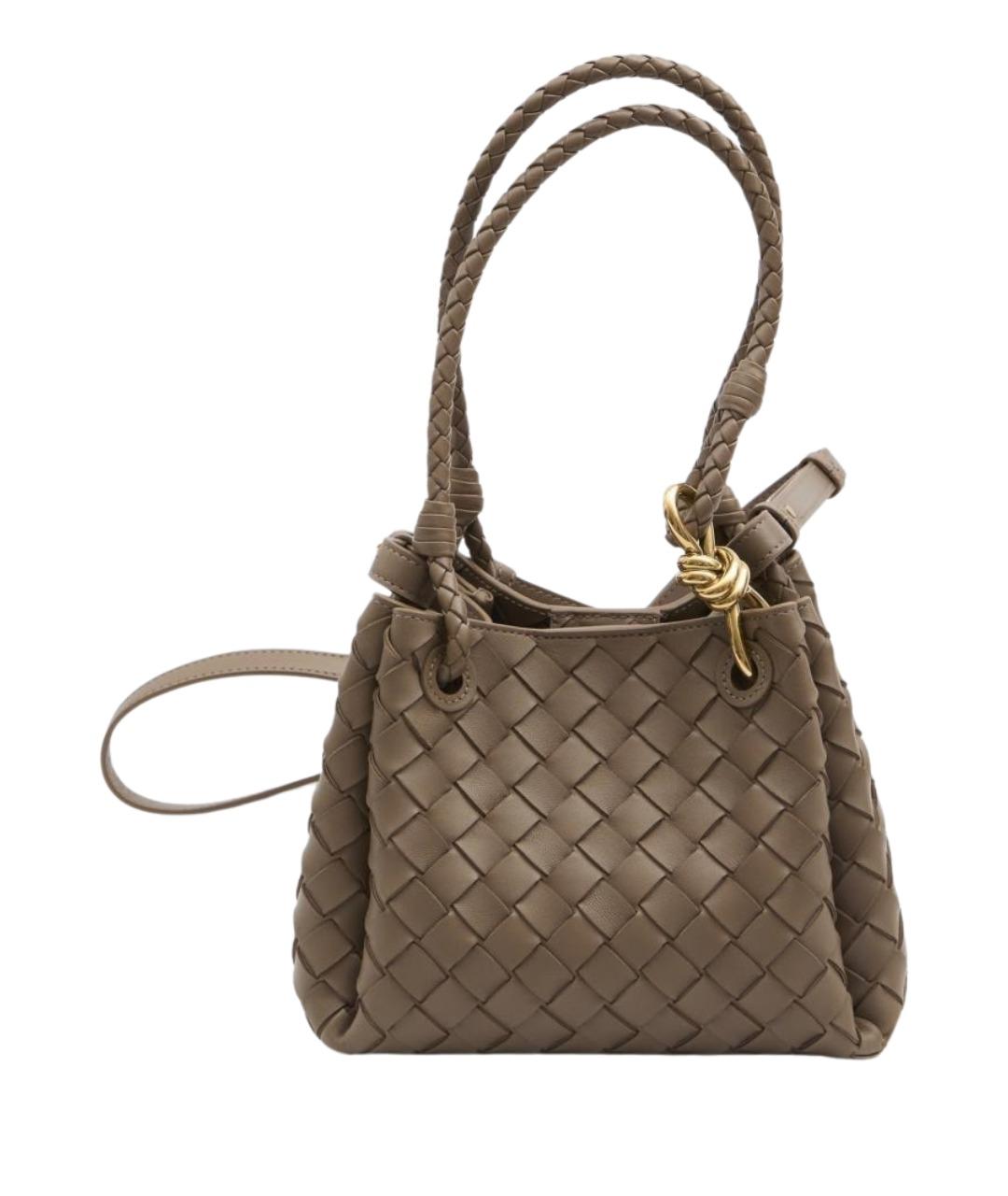 BOTTEGA VENETA Хаки кожаная сумка тоут, фото 1