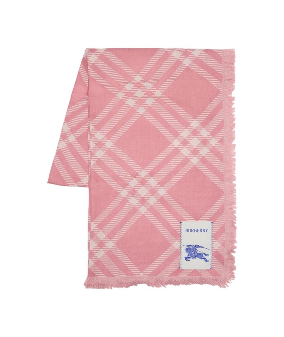 BURBERRY Розовый шерстяной шарф, фото 2