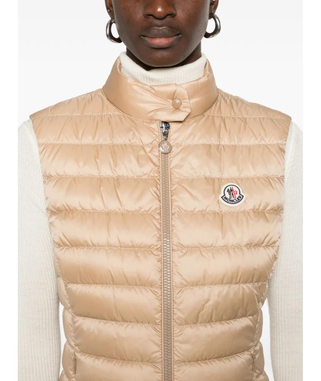 MONCLER Бежевый полиэстеровый жилет, фото 4