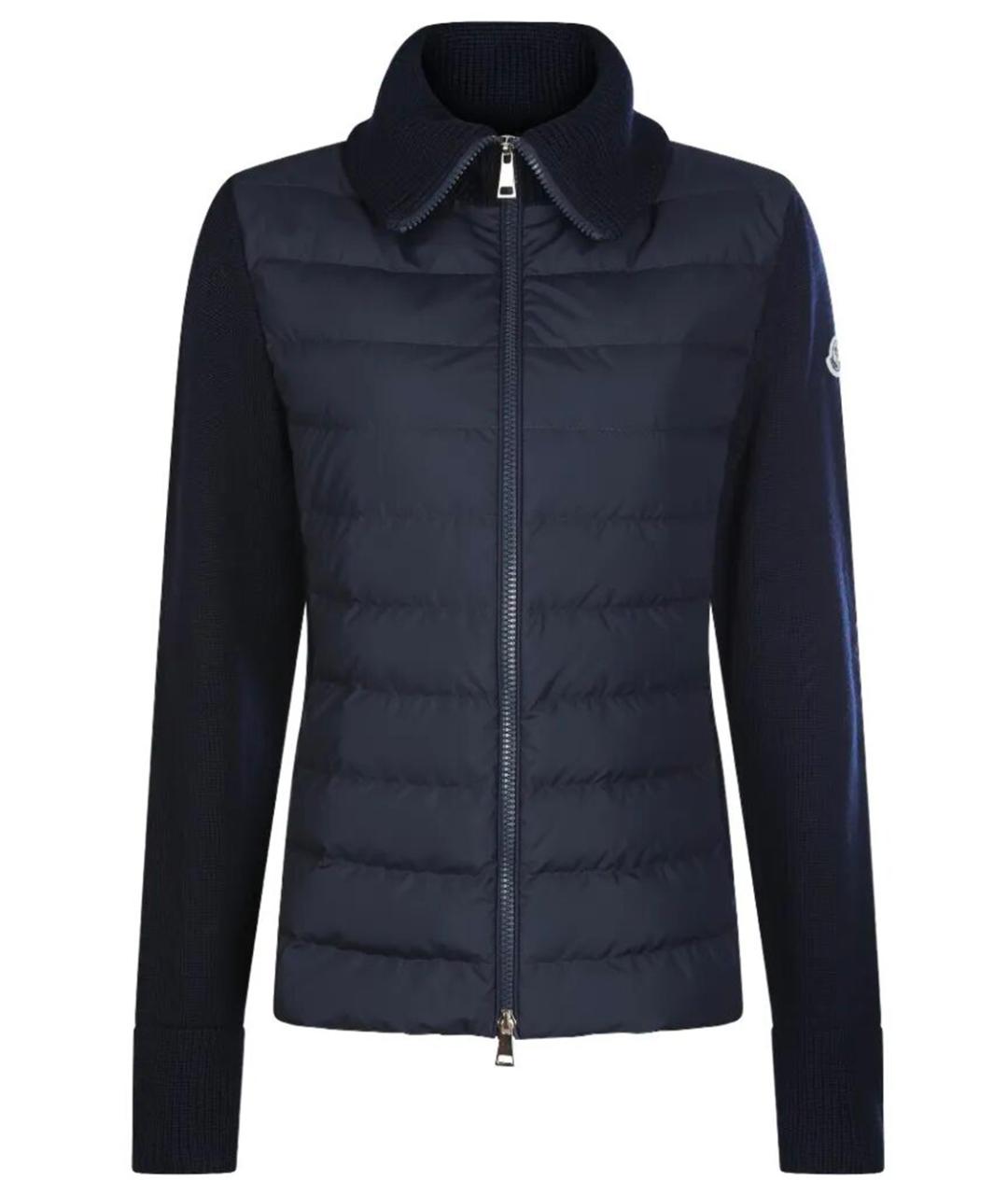 MONCLER Темно-синяя полиэстеровая куртка, фото 1