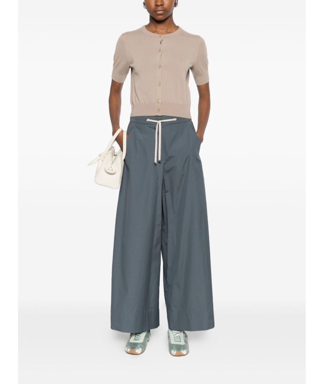 'S MAX MARA Синие хлопковые прямые брюки, фото 3