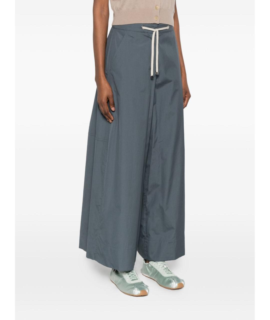 'S MAX MARA Синие хлопковые прямые брюки, фото 4