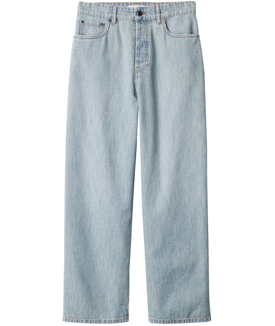 MIU MIU Голубые хлопковые прямые джинсы, фото 1