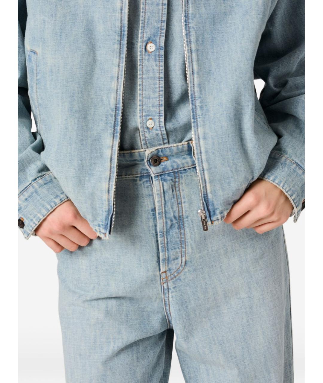 MIU MIU Голубые хлопковые прямые джинсы, фото 4