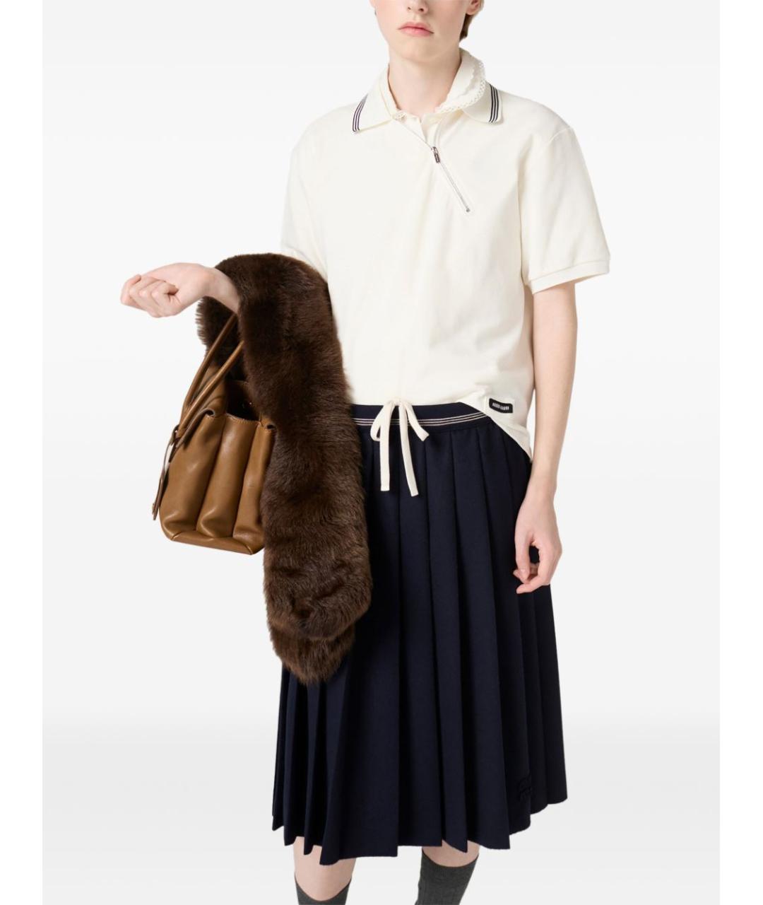 MIU MIU Белая хлопковая футболка, фото 5