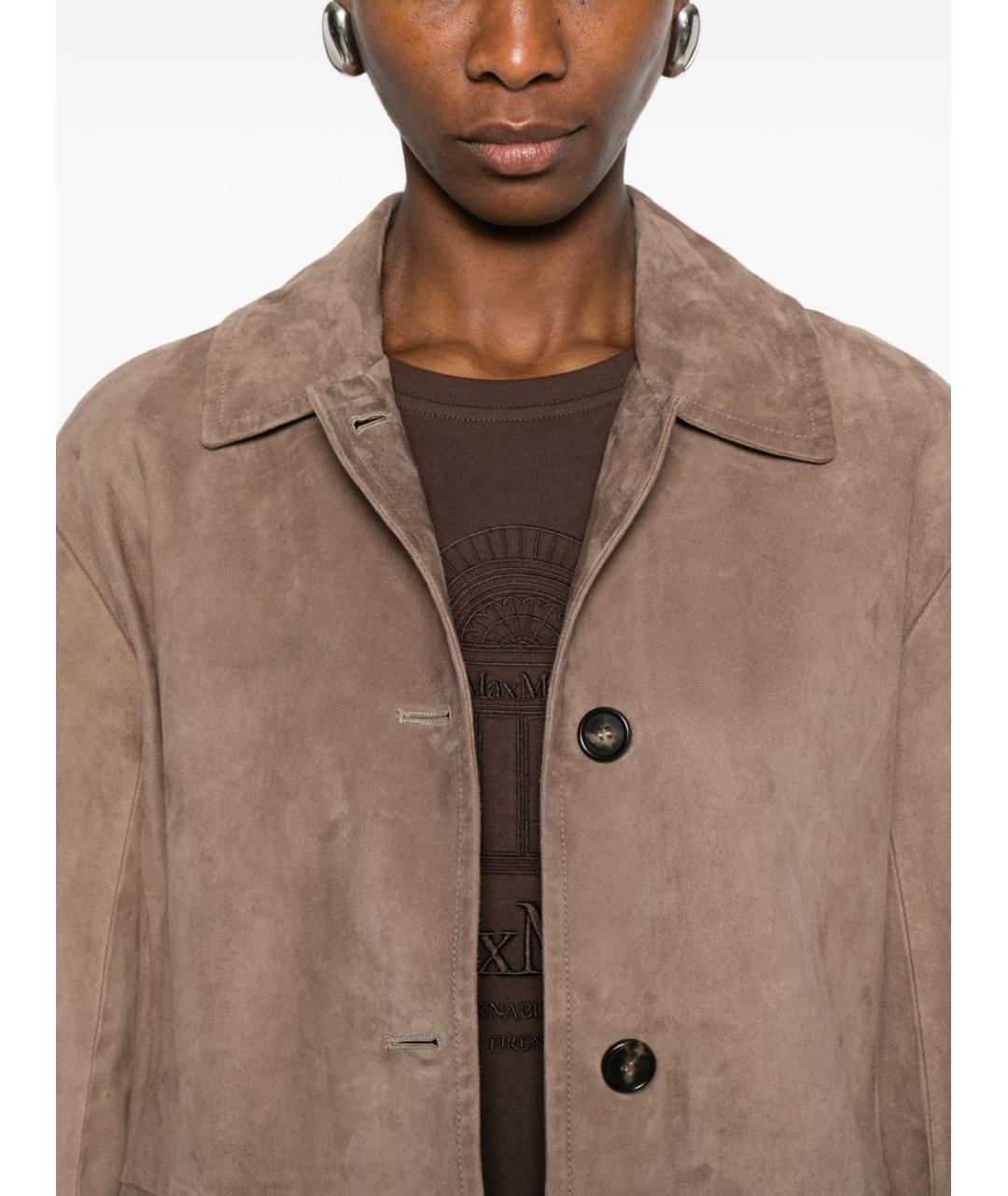'S MAX MARA Бежевая замшевая куртка, фото 2