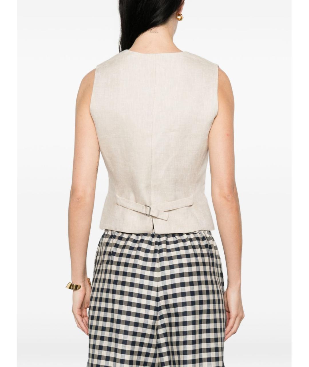 WEEKEND MAX MARA Бежевый льняной жилет, фото 4