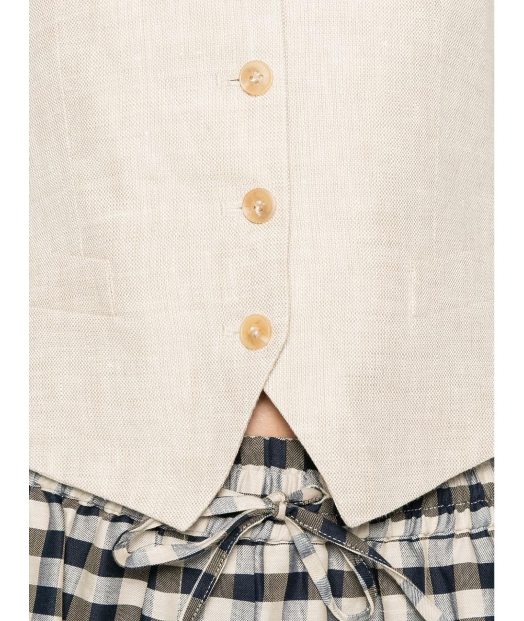 WEEKEND MAX MARA Бежевый льняной жилет, фото 3