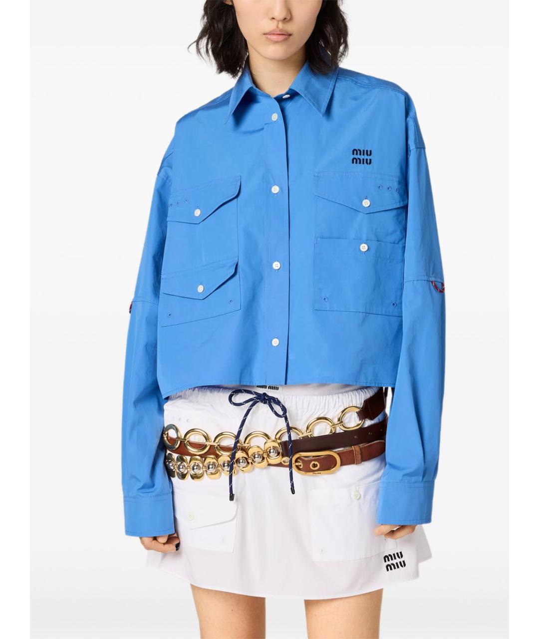 MIU MIU Белая хлопковая юбка мини, фото 4