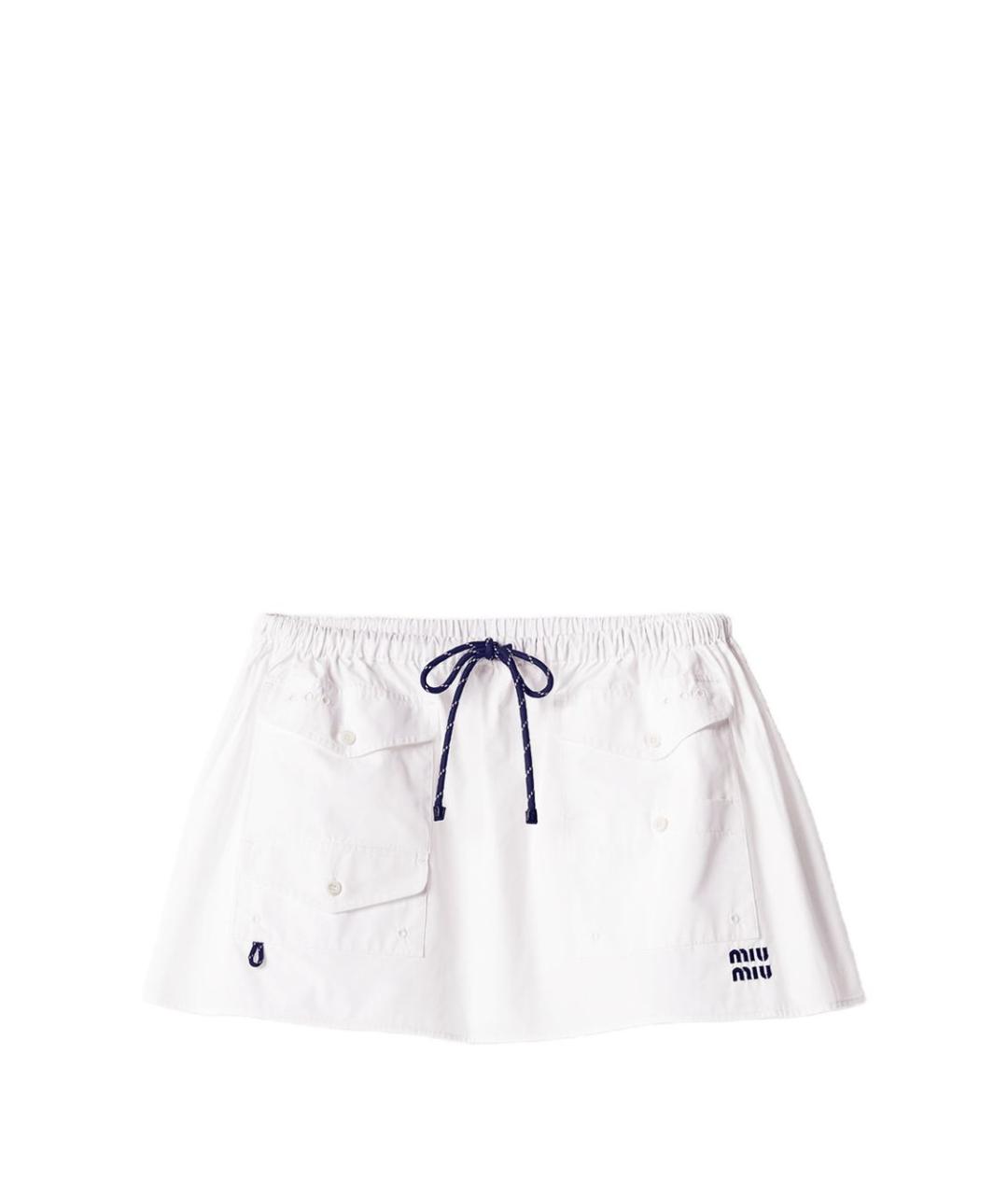 MIU MIU Белая хлопковая юбка мини, фото 1
