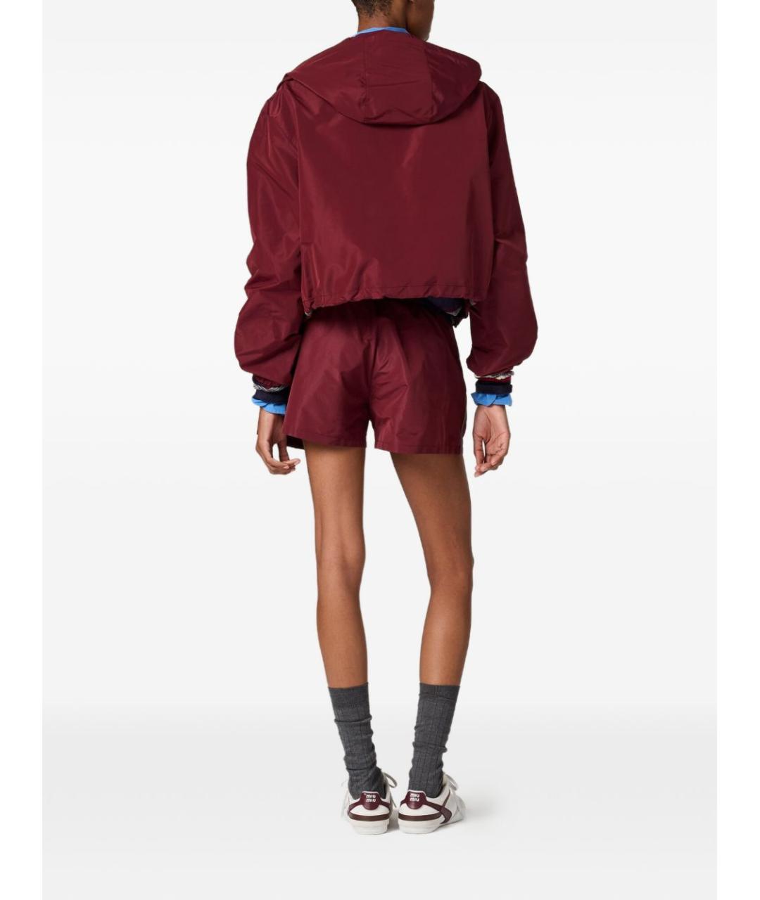 MIU MIU Бордовые синтетические шорты, фото 4