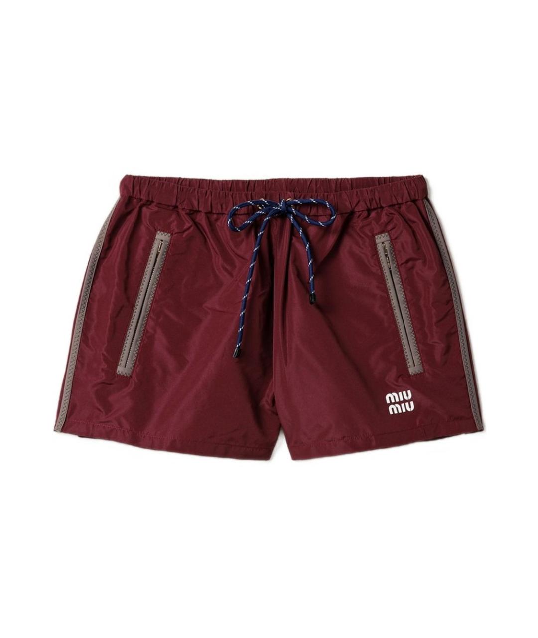 MIU MIU Бордовые синтетические шорты, фото 1