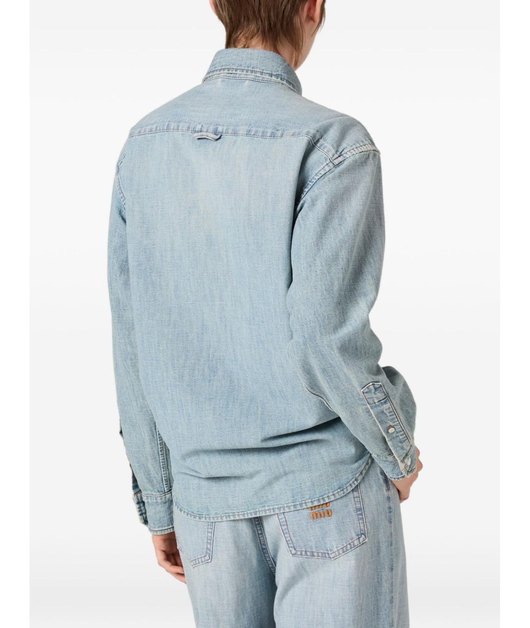 MIU MIU Голубая хлопковая рубашка, фото 3