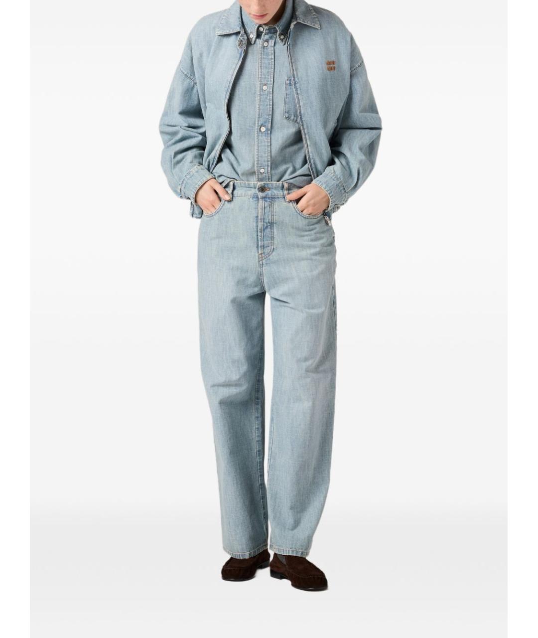 MIU MIU Голубая хлопковая рубашка, фото 4