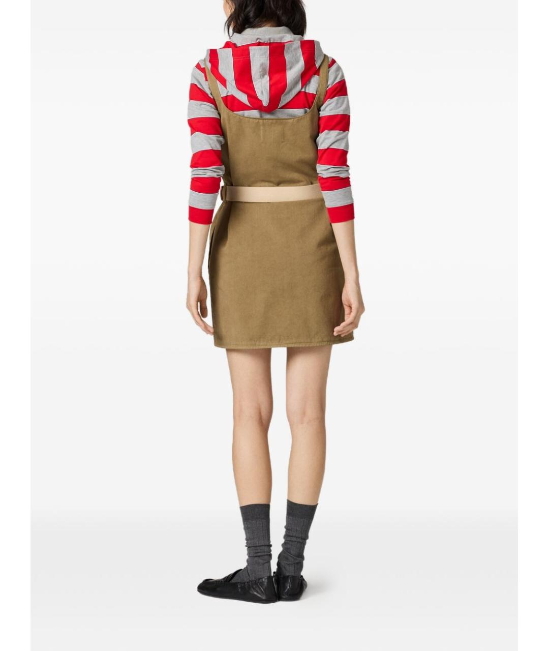 MIU MIU Хаки хлопковое повседневное платье, фото 5
