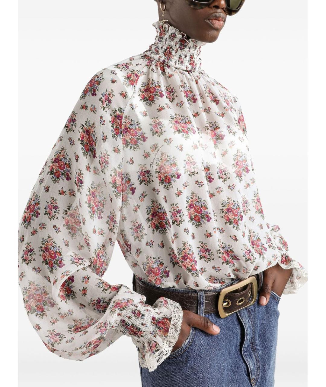 DOLCE&GABBANA Белая шелковая блузы, фото 4