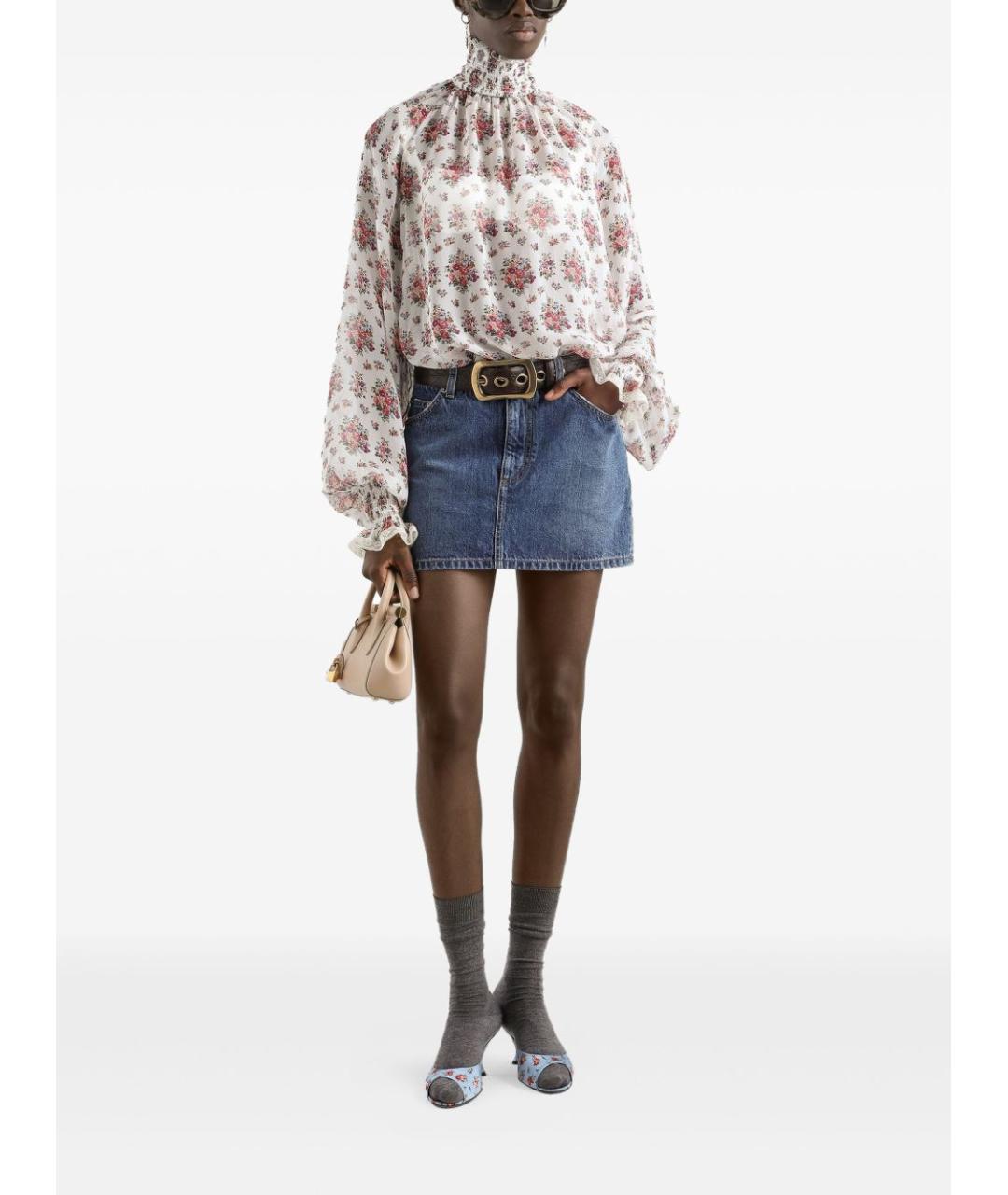 DOLCE&GABBANA Белая шелковая блузы, фото 3